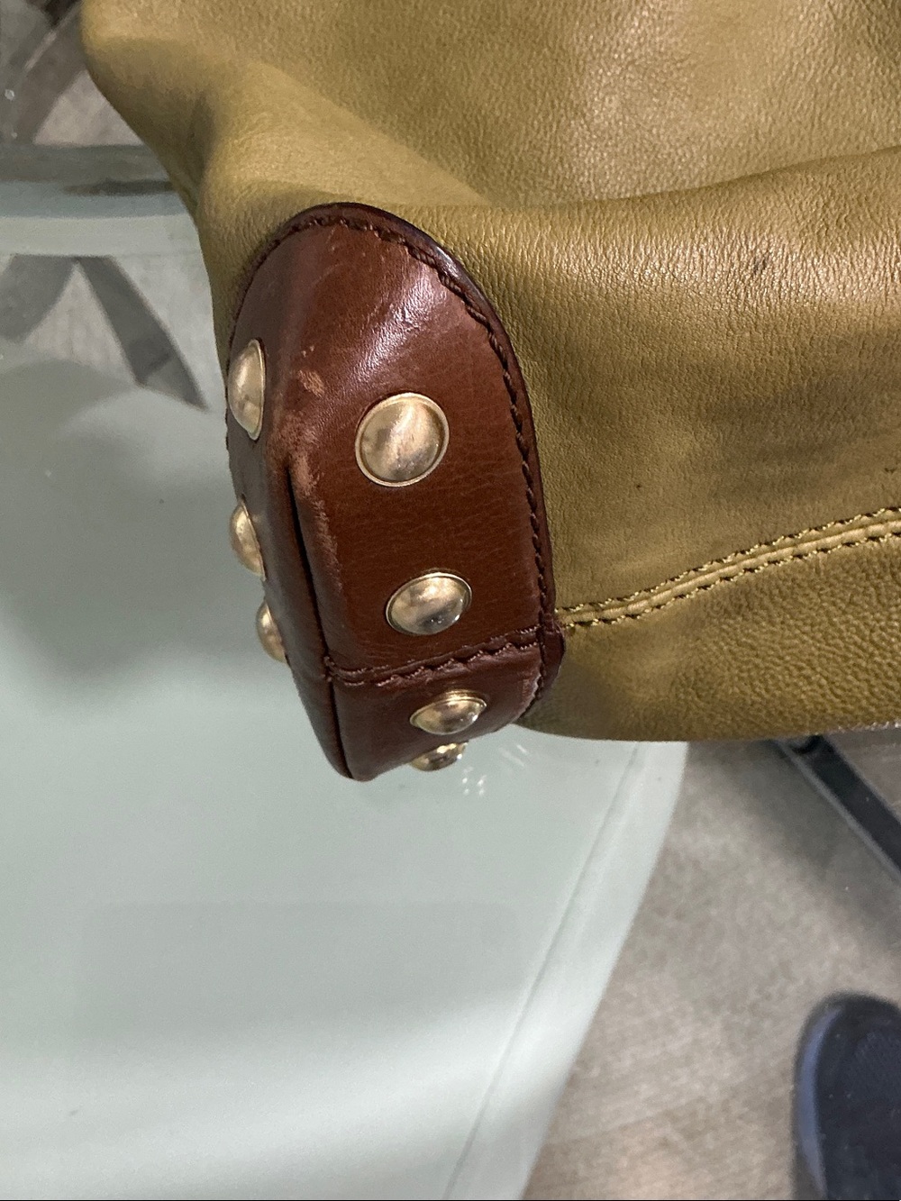 Michael Kors Olive and Brown Drawstring Shoulder Tote - Picture 7 of 13